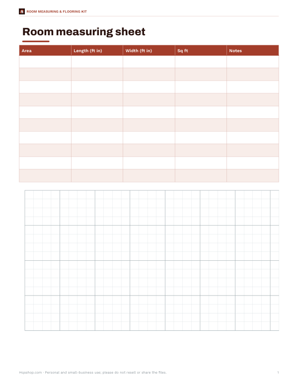 Preview of Printable Room Measuring Sheet